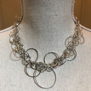 Alfani Silver Tone Circle Link Statement Necklace